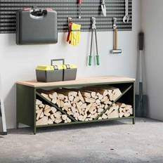 Firewood Baskets vidaXL Firewood Rack Wooden Top Black 100.5x35.5x40 cm