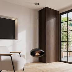 Black Ethanol Fireplaces Amberglo Oval Ceiling Hanging Bioethanol Fire Matte Black