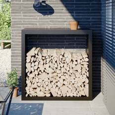 Chimeneas vidaXL Leñero de Acero Negro 100x40x100 cm
