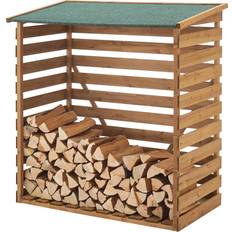 Chimeneas [en.casa] Soporte para Leña 123 x 116 x 64 cm Natural Verde