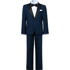 Suits Children's Clothing Moustache Peak Lapel Wool Suit - Navy