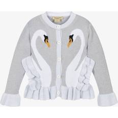 Grey Cardigans Children's Clothing Stella McCartney Kids Girls Silver Knitted Cotton Cardigan - Grey