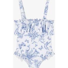 9-12M Bathing Suits Tartine et Chocolat Girls Floral Hedgehog Swimsuit - Blue/White