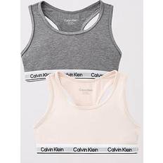 Calvin Klein Toppe Børnetøj Calvin Klein Girls Modern Cotton Cropped Tops - Grey/Pink