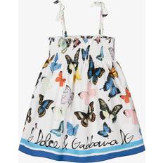 Dolce & Gabbana Girls Cotton Butterfly Dress Blue/White