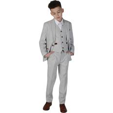 Paul Andrew Mark Boy's Grey Stone 3 Piece Tweed Check Suit
