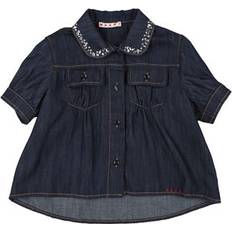 Short Sleeves Shirts Marni Kid Girl Denim Shirt Cotton - Blue