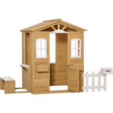Träleksaker Lekstugor OutSunny Kinderspielhaus Holz Outdoor Gelb