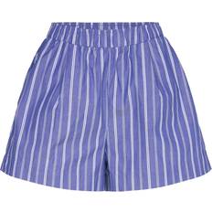 Gina Tricot Dame Shorts Gina Tricot Poplin Shorts Med Striber I Bomuldspoplin - Blue