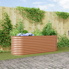 Pallkragar vidaXL Brun Höjd Trädgårdsbädd Trälook 240x80x81 cm Stål
