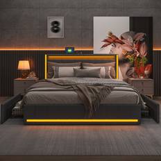 Linen Upholstered With LED Lights 168 x 213 cm