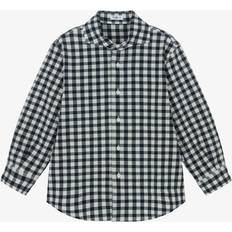 Checkered Shirts Children's Clothing il gufo Boys Navy Blue Gingham Seersucker Shirt