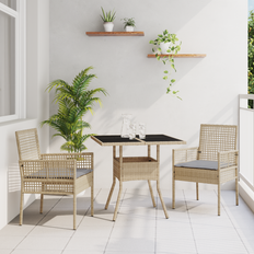 Beige Matgrupper Utemöbler vidaXL 3-Delat Trädgårdsmatset Beige Poly Rattan Matgrupp