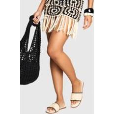 Beige Sandals boohoo Contrast Stitch Raffia Sandals - White