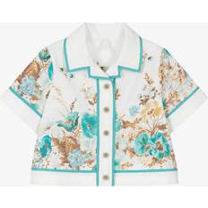 Florals Shirts Children's Clothing Zimmermann Girls Floral Cotton Shirt - Blue/Ivory