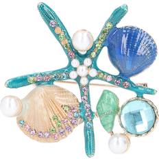 Blåa Broscher Goolrc Brooch 4 Different Colors Hand Crafted Safety Pins - Blue