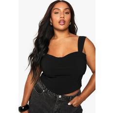 Women Corsets boohoo Plus Bengaline Cup Detail Corset Top - Black