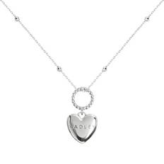 Tone Hanging Heart Pendant Necklace - Ilver