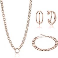 Rose Gold Jewellery Sets Isabella Ford Necklace Bracelet Earrings Set Chelou - Rose