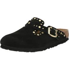 Nubuck Clogs Birkenstock Studded Suede Leather Sandals Boston - Noir