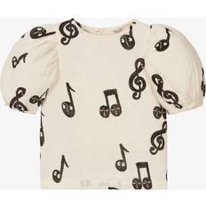 116/122 Blusar & Tunikor Barnkläder Mini Rodini Girls Ivory Cotton Muslin Musical Notes Blouse - Muslin