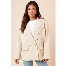 Gold - Women Blazers Dorothy Perkins Petite Oversized Double Breasted Blazer - Yellow