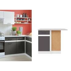 Corner Kitchen Base Cabinet 100cm 1000 Right Lower Cupboard - Grey White