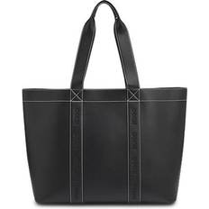 Shopper Becky Tote Bag Imiteret Læder Broderet Logo - Sort
