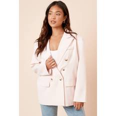 Pink Blazers Dorothy Perkins Petite Oversized Double Breasted Blazer - Blush