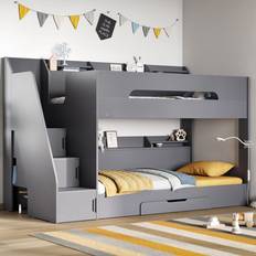 Bunk beds with storage Flair Slick Staircase with Storage Grey Bunk Bed