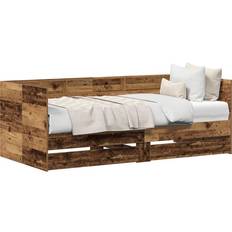 Indbyggede opbevaring Senge vidaXL Sovesofa Med Skuffer Gamle Træ 90 x 190 cm Rammeseng