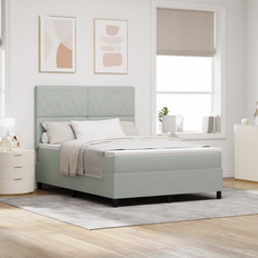 Senge & Madrasser vidaXL Boxspring Seng Med Madras Lys Grå 140x200 cm Fløjl Kontinentalseng