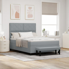 Senge & Madrasser vidaXL Box Spring Seng Madras Bænk Lysegrå 160x200 cm Kontinentalseng
