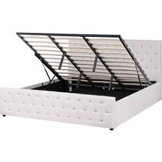 Beliani Doble Tapizada Poliéster Beige 180 x 200 cm Cama con Estructura