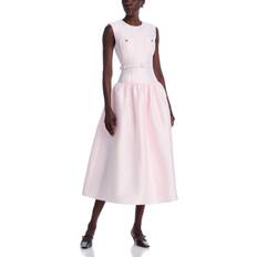 Belted Taffeta Midi Dress - Pink