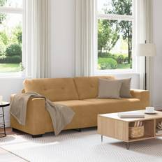 Textil Soffor på rea vidaXL 3-Sitssoffa Brun 180 cm Sammet Soffa 3-sits