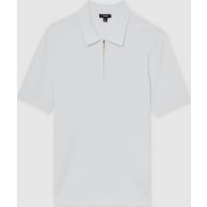 Viscose Polo Shirts Reiss Textured Half-Zip Polo Shirt - White