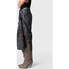 Silke Nederdele Stella McCartney Knotted Asymmetric Leopard Midi Skirt - Ash Grey