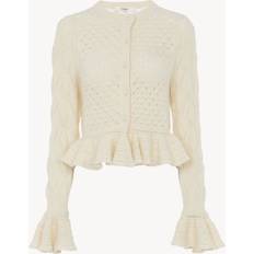 Cotton Cardigans Chloe Ruffled Logo Cardigan Alpaca Cotton - White