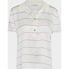 Vince Stripe Knit Collar Polo Shirt - Cream/Brick Rose