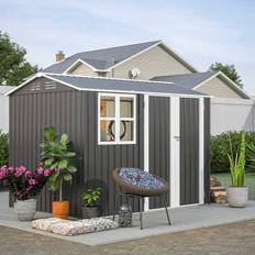 Shed with window Birchtree 8x6FT Steel Apex Garden Shed Anthracite (Building Area )
