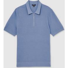 Viscose Polo Shirts Reiss Regis Textured Zip Up Polo Shirt