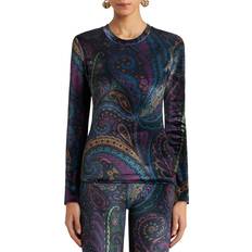 Etro Velvet Long-Sleeve Top - Blue Print