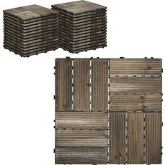 OutSunny Wooden Interlocking Decking Tiles 30 x 30 cm