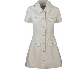 Unisex Dresses Self-Portrait Cream Collared Denim Mini Dress - White