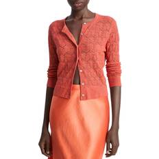 Orange Cardigans Vince Pointelle Cotton Cardigan - Orange