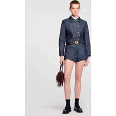 Flare Shorts Sandro Short En Denim - Bleu Brut
