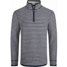 Weird Fish Mens Shorling Stripe Macaroni Quarter Zip Jumper - Ecru