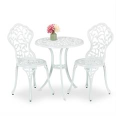 Holz Café-Sets Relaxdays Gartenlounge 3-tlg Gartenmöbel Set Café-Set, 1 Tisch einschl. 2 Stühle