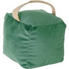 Nicola Spring Velvet Cube Door Stop 14cm x 14cm Green